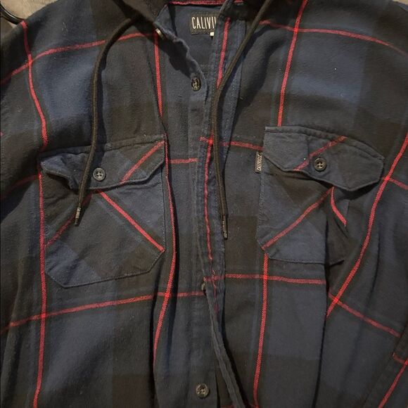 Caliville Plaid button up hooded shirt jacket - Picture 3 of 6